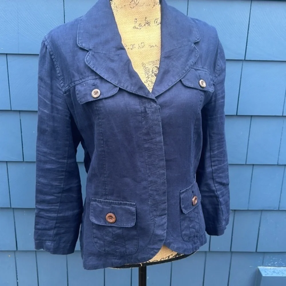 💙💙💙Vintage Merona blue linen medium blazer jacket lightweight